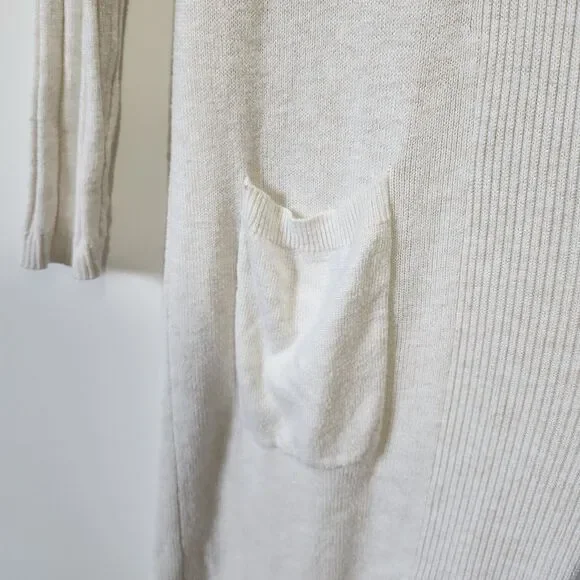 Victoria's Secret Cashmere Blend Ribbed Cardigan Womens Medium Beige Soft Cozy - Picture 4 of 9